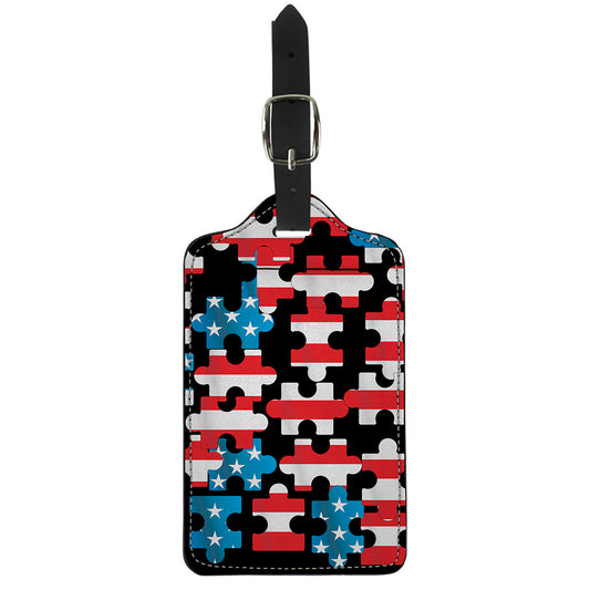 American Flag Jigsaw Puzzle Print Luggage Tag