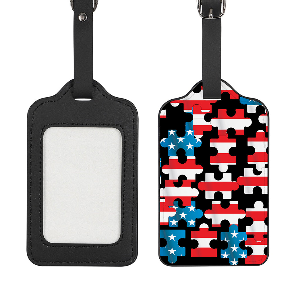 American Flag Jigsaw Puzzle Print Luggage Tag