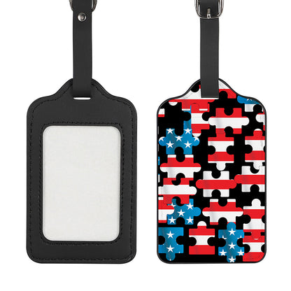 American Flag Jigsaw Puzzle Print Luggage Tag