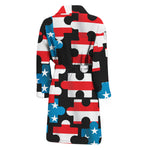 American Flag Jigsaw Puzzle Print Men's Bathrobe