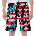 American Flag Jigsaw Puzzle Print Men's Beach Shorts