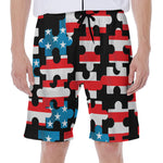 American Flag Jigsaw Puzzle Print Men's Beach Shorts