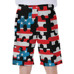 American Flag Jigsaw Puzzle Print Men's Beach Shorts