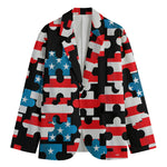American Flag Jigsaw Puzzle Print Men's Blazer