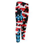 American Flag Jigsaw Puzzle Print Men's Compression Pants