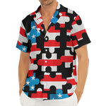 American Flag Jigsaw Puzzle Print Men's Deep V-Neck Shirt