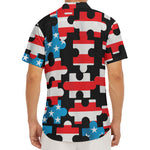 American Flag Jigsaw Puzzle Print Men's Deep V-Neck Shirt