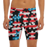 American Flag Jigsaw Puzzle Print Men's Long Boxer Briefs