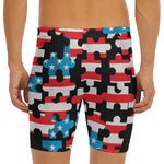 American Flag Jigsaw Puzzle Print Men's Long Boxer Briefs