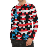 American Flag Jigsaw Puzzle Print Men's Long Sleeve Rash Guard