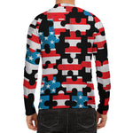 American Flag Jigsaw Puzzle Print Men's Long Sleeve Rash Guard