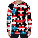 American Flag Jigsaw Puzzle Print Men's Long Sleeve T-Shirt