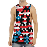 American Flag Jigsaw Puzzle Print Men's Muscle Tank Top