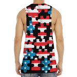 American Flag Jigsaw Puzzle Print Men's Muscle Tank Top
