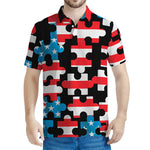 American Flag Jigsaw Puzzle Print Men's Polo Shirt