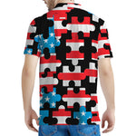 American Flag Jigsaw Puzzle Print Men's Polo Shirt