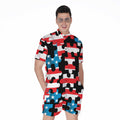 American Flag Jigsaw Puzzle Print Men's Romper