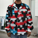 American Flag Jigsaw Puzzle Print Men's Shirt Jacket