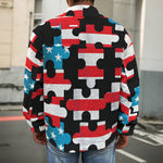 American Flag Jigsaw Puzzle Print Men's Shirt Jacket
