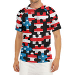 American Flag Jigsaw Puzzle Print Men's Short Sleeve Rash Guard