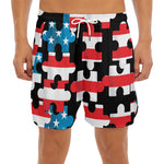 American Flag Jigsaw Puzzle Print Men's Split Running Shorts
