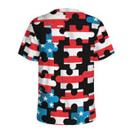 American Flag Jigsaw Puzzle Print Men's Sports T-Shirt