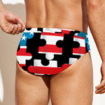American Flag Jigsaw Puzzle Print Men's Swim Briefs