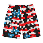 American Flag Jigsaw Puzzle Print Men's Swim Trunks