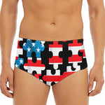 American Flag Jigsaw Puzzle Print Men's Triangle Swim Briefs