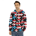 American Flag Jigsaw Puzzle Print Men's Velvet Pullover Hoodie