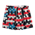 American Flag Jigsaw Puzzle Print Mesh Shorts
