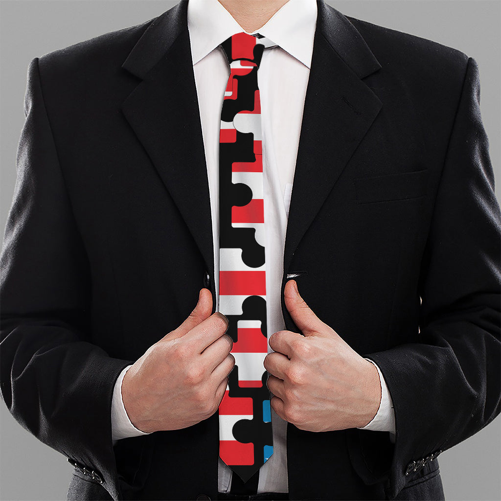 American Flag Jigsaw Puzzle Print Necktie