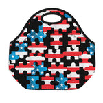 American Flag Jigsaw Puzzle Print Neoprene Lunch Bag