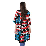 American Flag Jigsaw Puzzle Print Open Front Beach Cover Up