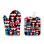 American Flag Jigsaw Puzzle Print Oven Mitt And Pot Holder Set