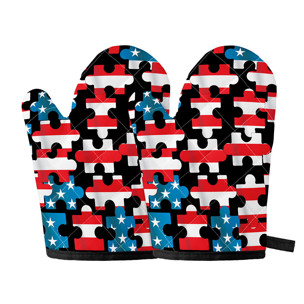 American Flag Jigsaw Puzzle Print Oven Mitts