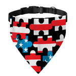 American Flag Jigsaw Puzzle Print Over The Collar Dog Bandana