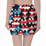 American Flag Jigsaw Puzzle Print Pencil Mini Skirt