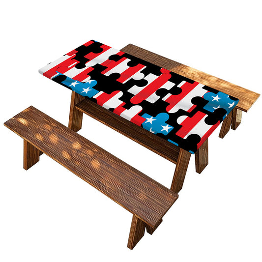 American Flag Jigsaw Puzzle Print Picnic Table Cover