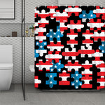 American Flag Jigsaw Puzzle Print Polyester Shower Curtain