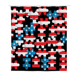 American Flag Jigsaw Puzzle Print Polyester Shower Curtain