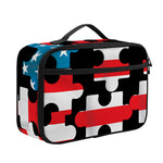 American Flag Jigsaw Puzzle Print Portable Lunch Bag
