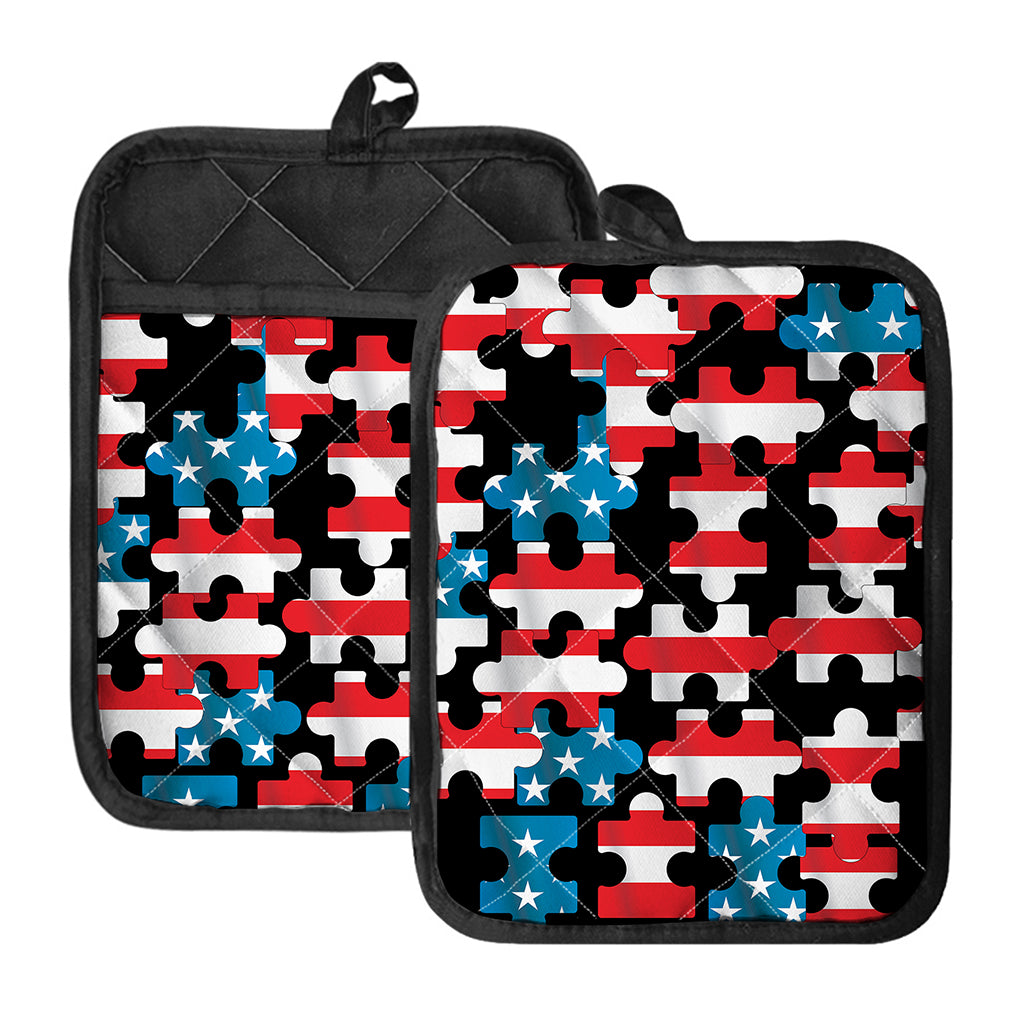 American Flag Jigsaw Puzzle Print Pot Holders With Pocket
