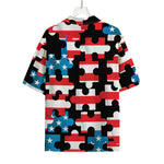 American Flag Jigsaw Puzzle Print Rayon Hawaiian Shirt