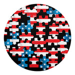 American Flag Jigsaw Puzzle Print Round Blanket