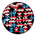 American Flag Jigsaw Puzzle Print Round Floor Mat