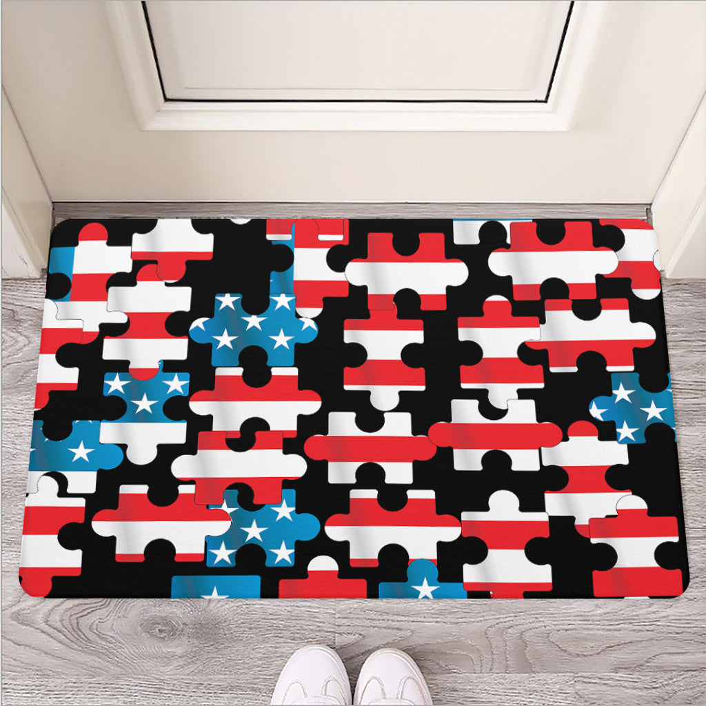American Flag Jigsaw Puzzle Print Rubber Doormat