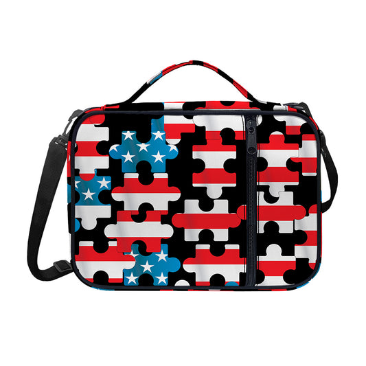 American Flag Jigsaw Puzzle Print Shoulder Strap Bible Bag