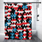 American Flag Jigsaw Puzzle Print Shower Curtain