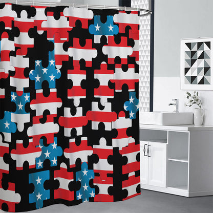 American Flag Jigsaw Puzzle Print Shower Curtain